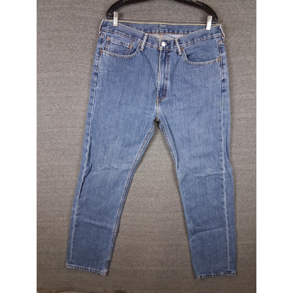 Levi Mens Jeans 36x34 Blue Denim 505 Straight Leg Relaxed Western Cowboy Ranch 2